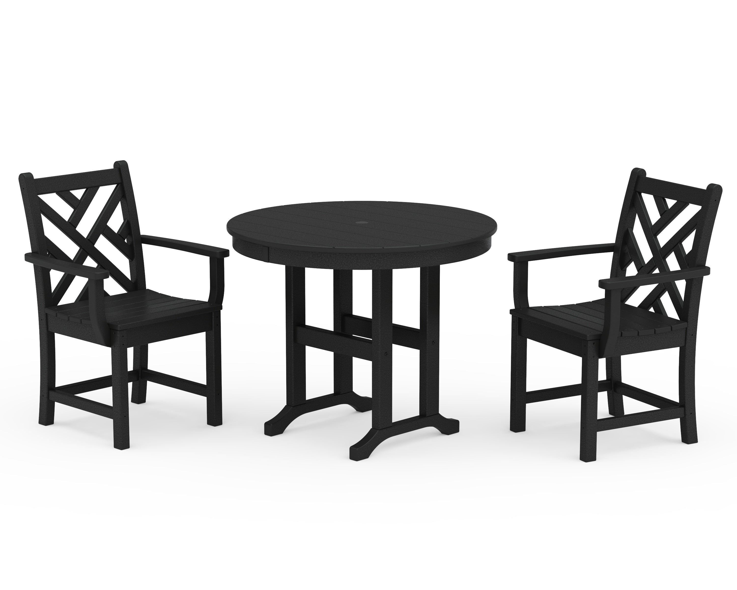POLYWOOD® Chippendale 3-Piece Round Dining Set in Black