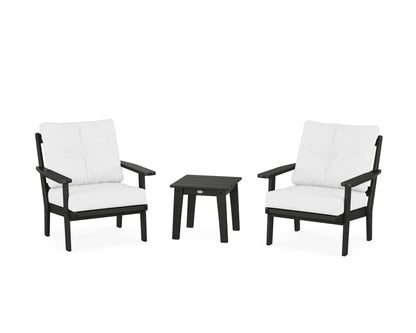 POLYWOOD® Oxford 3-Piece Deep Seating Set in Black / Natural