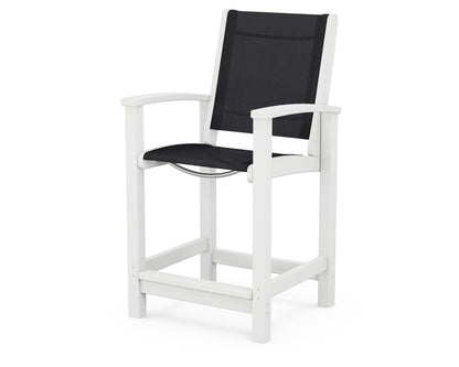 POLYWOOD® Coastal Counter Chair in White / Black Sling