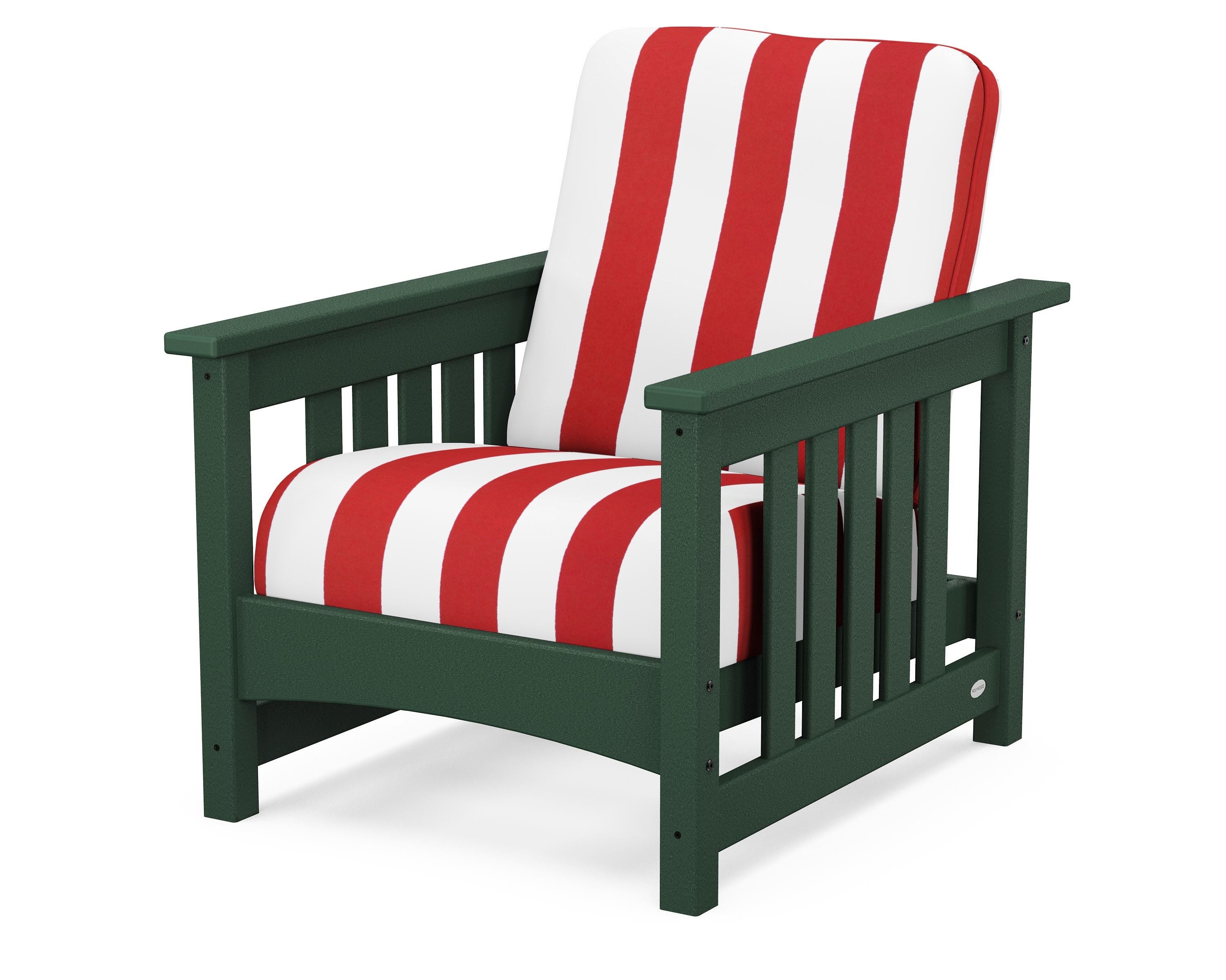POLYWOOD® Club Mission Chair in Green / Cabana Stripe Crimson