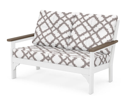 POLYWOOD® Vineyard Deep Seating Loveseat in White / Kona / Trellis Grey Mist