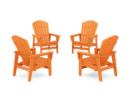 POLYWOOD® 4-Piece Nautical Grand Upright Adirondack Chair Conversation Set in Tangerine