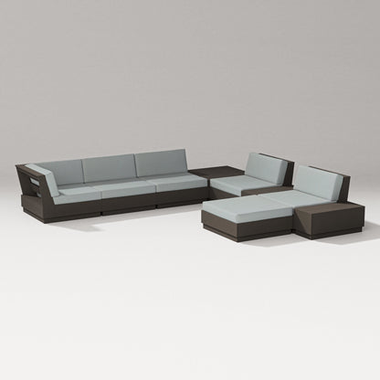 PW Designer Series Elevate 9-Piece Conversation Sectional in Vintage Coffee / Spa