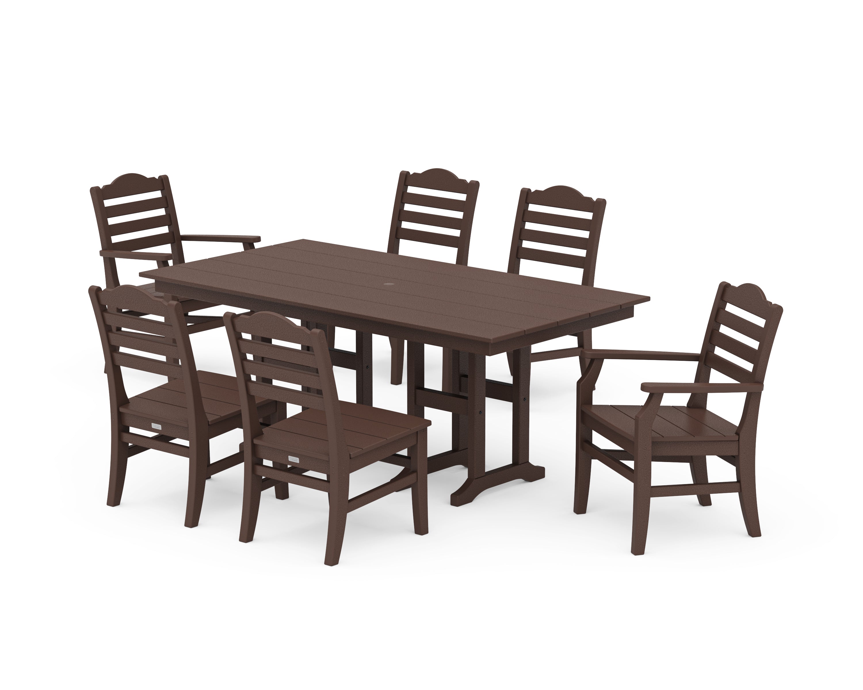 POLYWOOD® Savannah 7-Piece Farmhouse Dining Set in Mahogany