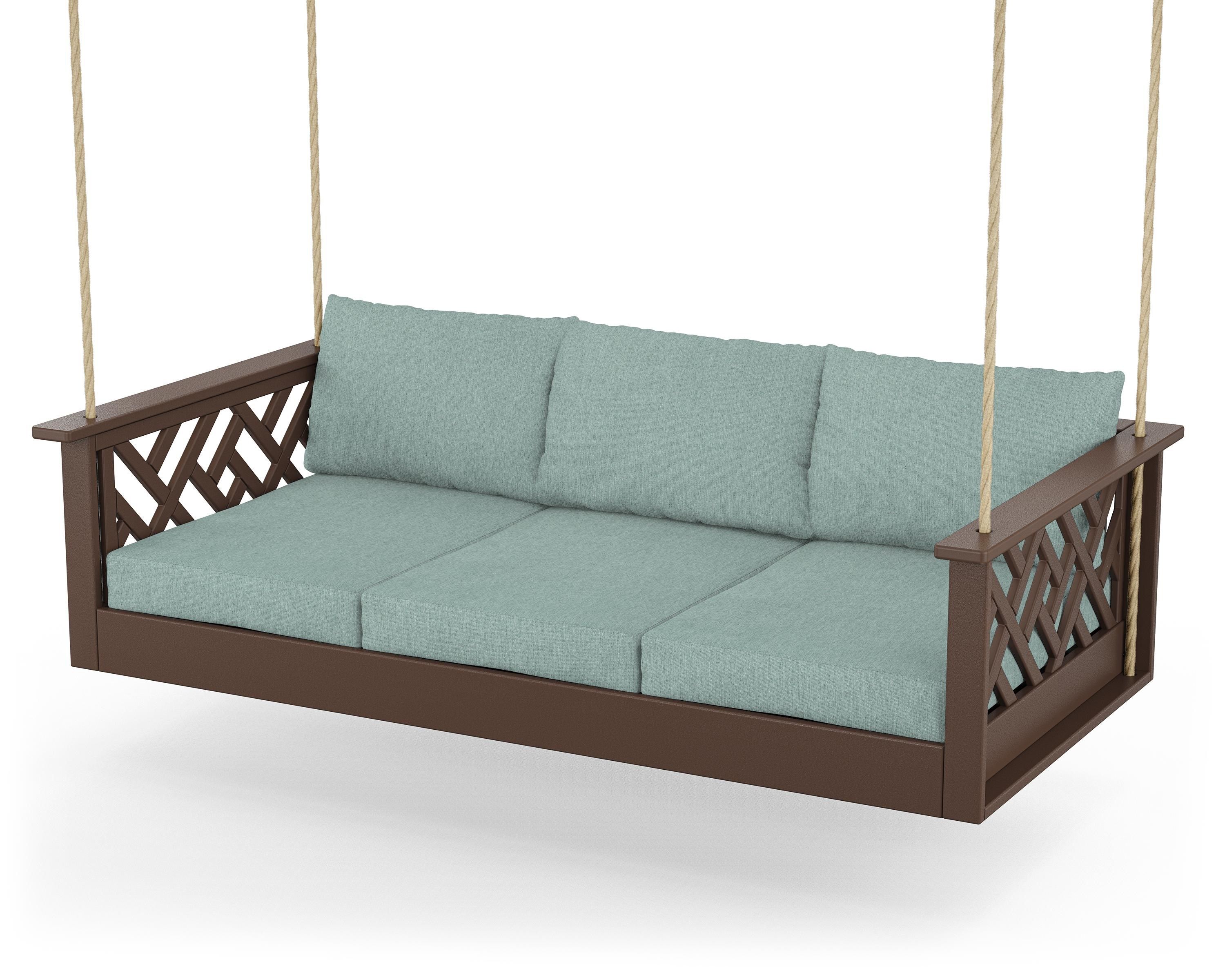 POLYWOOD® Chippendale Daybed Swing in Mahogany / Glacier Spa