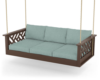POLYWOOD® Chippendale Daybed Swing in Mahogany / Glacier Spa