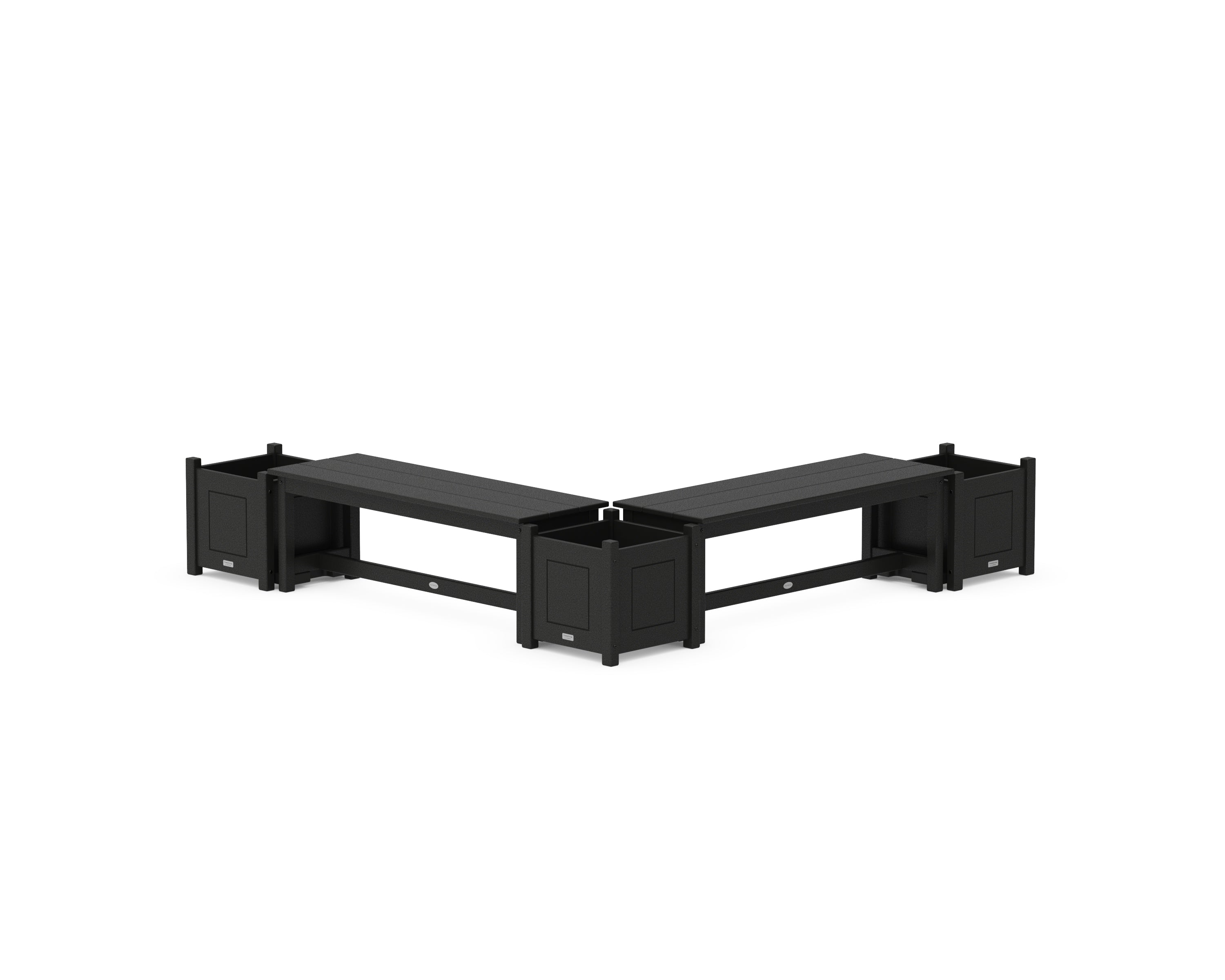POLYWOOD® 48" Country Living L- Shaped Planter Bench Corner Set in Black