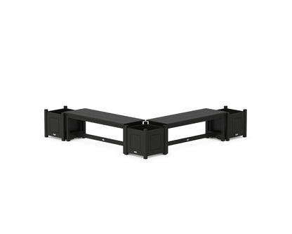 POLYWOOD® 48" Country Living L- Shaped Planter Bench Corner Set in Black