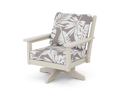 POLYWOOD® Chippendale Deep Seating Swivel Chair in Sand / Leaf Grey Mist
