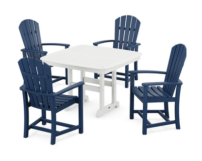 POLYWOOD® Palm Coast 5-Piece Dining Set with Trestle Legs in Navy / White