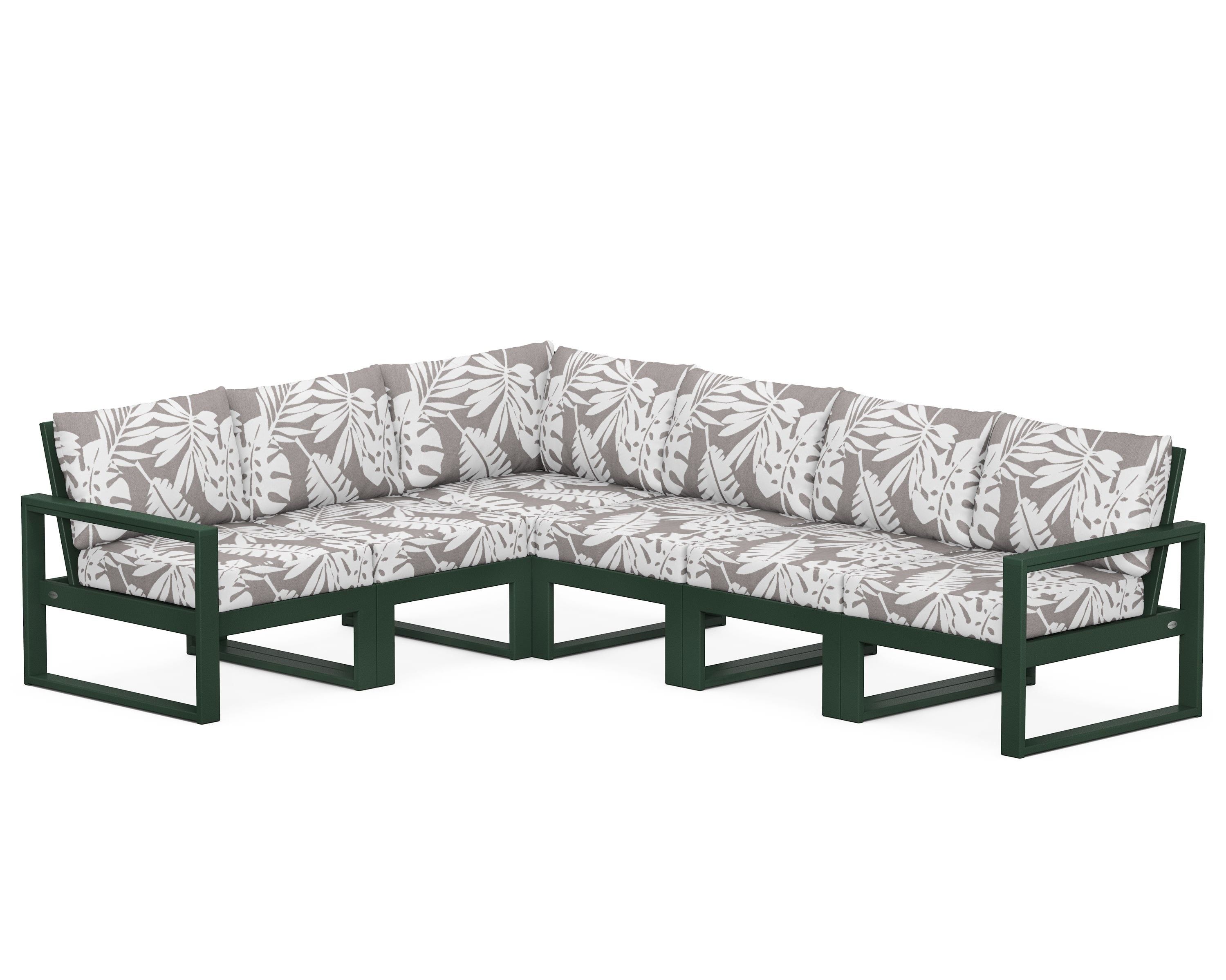 POLYWOOD® EDGE 6-Piece Modular Deep Seating Set in Green / Leaf Grey Mist