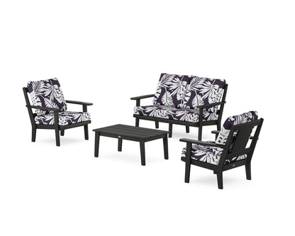 POLYWOOD® Prairie 4-Piece Deep Seating Set with Loveseat in Black / Leaf Navy