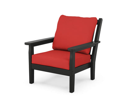 POLYWOOD® Chippendale Deep Seating Chair in Black / Crimson Linen