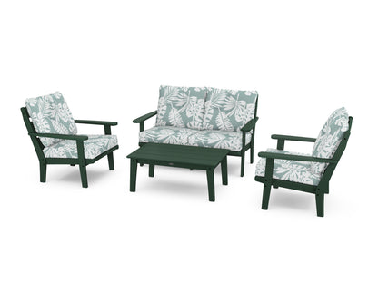 POLYWOOD® Lakeside 4-Piece Deep Seating Set in Green / Leaf Glacier Spa