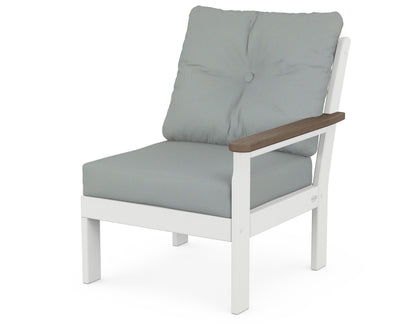 POLYWOOD® Vineyard Modular Right Arm Chair in White / Kona / Spa