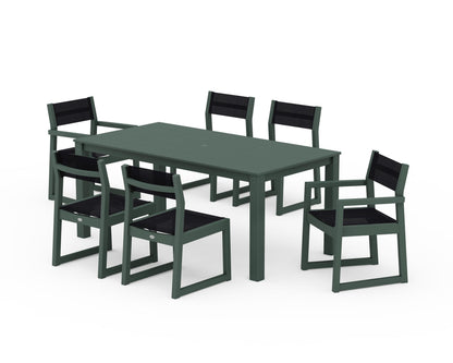 POLYWOOD® EDGE Sling 7-Piece Parsons Dining Set in Green / Black Sling