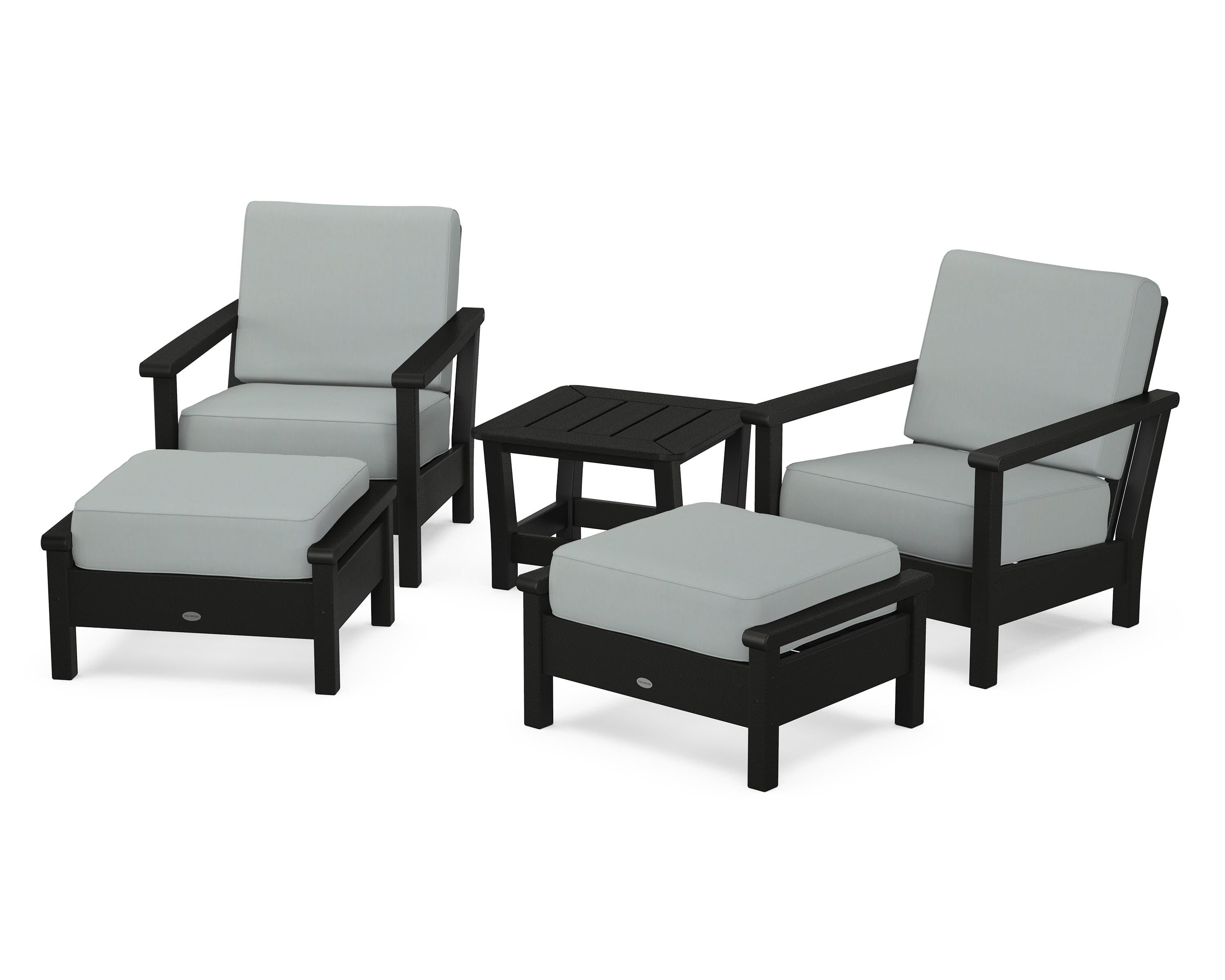POLYWOOD® Harbour 5-Piece Deep Seating Chair Set in Black / Spa