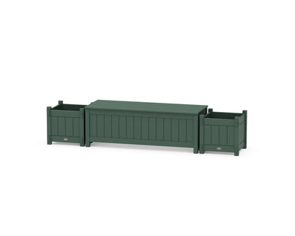 POLYWOOD® 48" Vineyard Straight Planter Storage Bench Set in Green