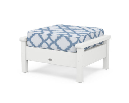 POLYWOOD® Harbour Deep Seating Ottoman in White / Trellis Sky Blue