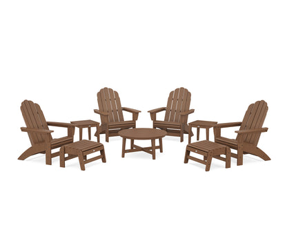 POLYWOOD® Vineyard Grand Adirondack 9-Piece Conversation Set in Teak