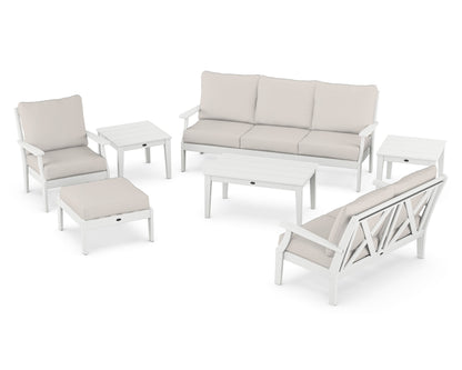 POLYWOOD® Braxton 7-Piece Deep Seating Set in White / Cast Ash