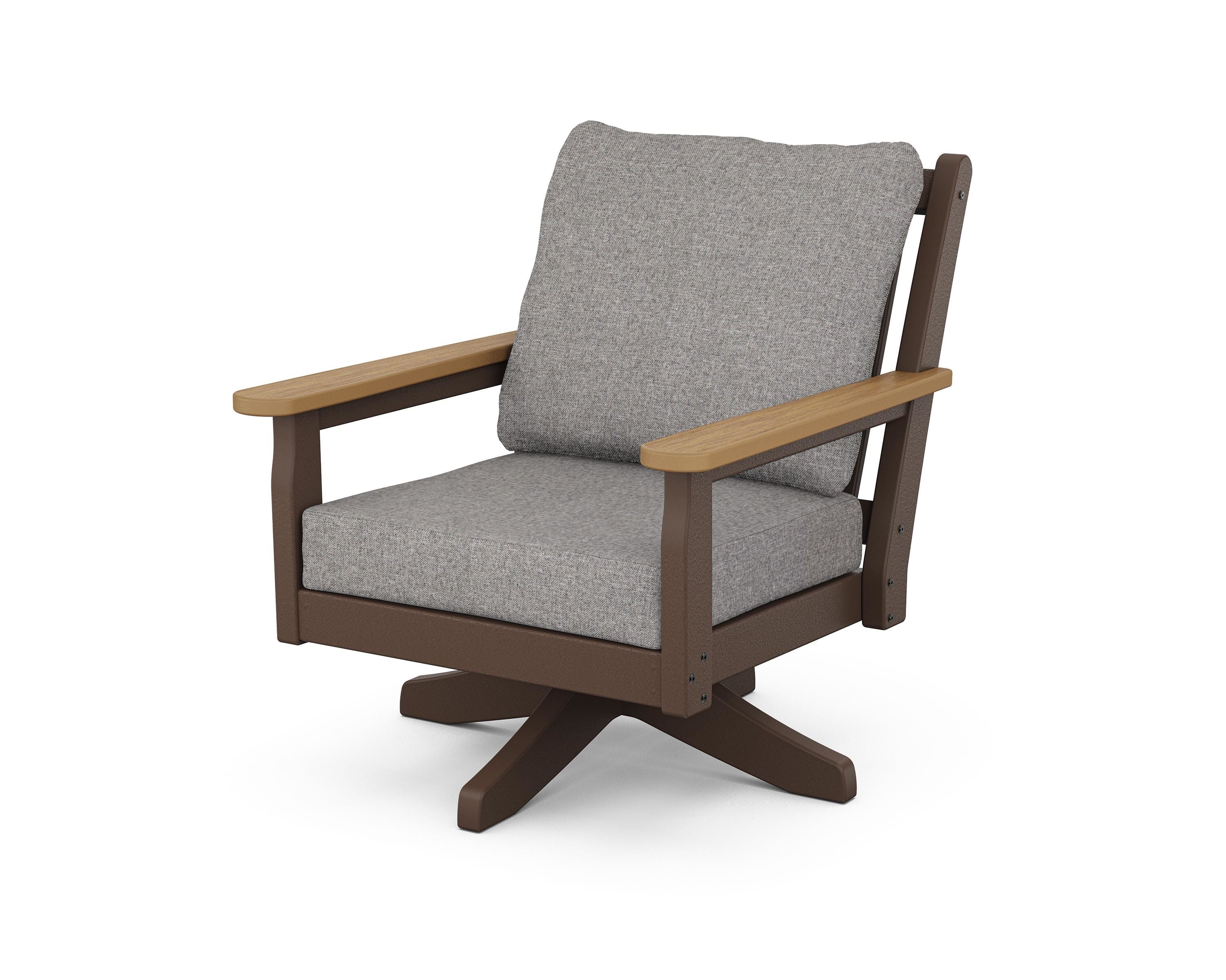 POLYWOOD® Chippendale Deep Seating Swivel Chair in Mahogany / Natural / Grey Mist