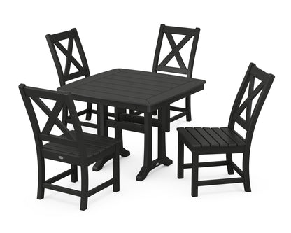 POLYWOOD® Braxton Side Chair 5-Piece Dining Set with Trestle Legs in Black