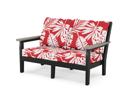 POLYWOOD® Chippendale Deep Seating Loveseat in Black / Driftwood / Leaf Crimson