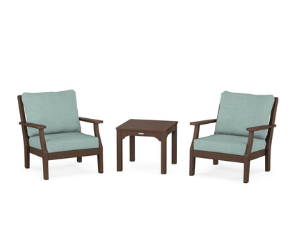 Martha Stewart by POLYWOOD® Chinoiserie 3-Piece Deep Seating Set in Mahogany / Glacier Spa