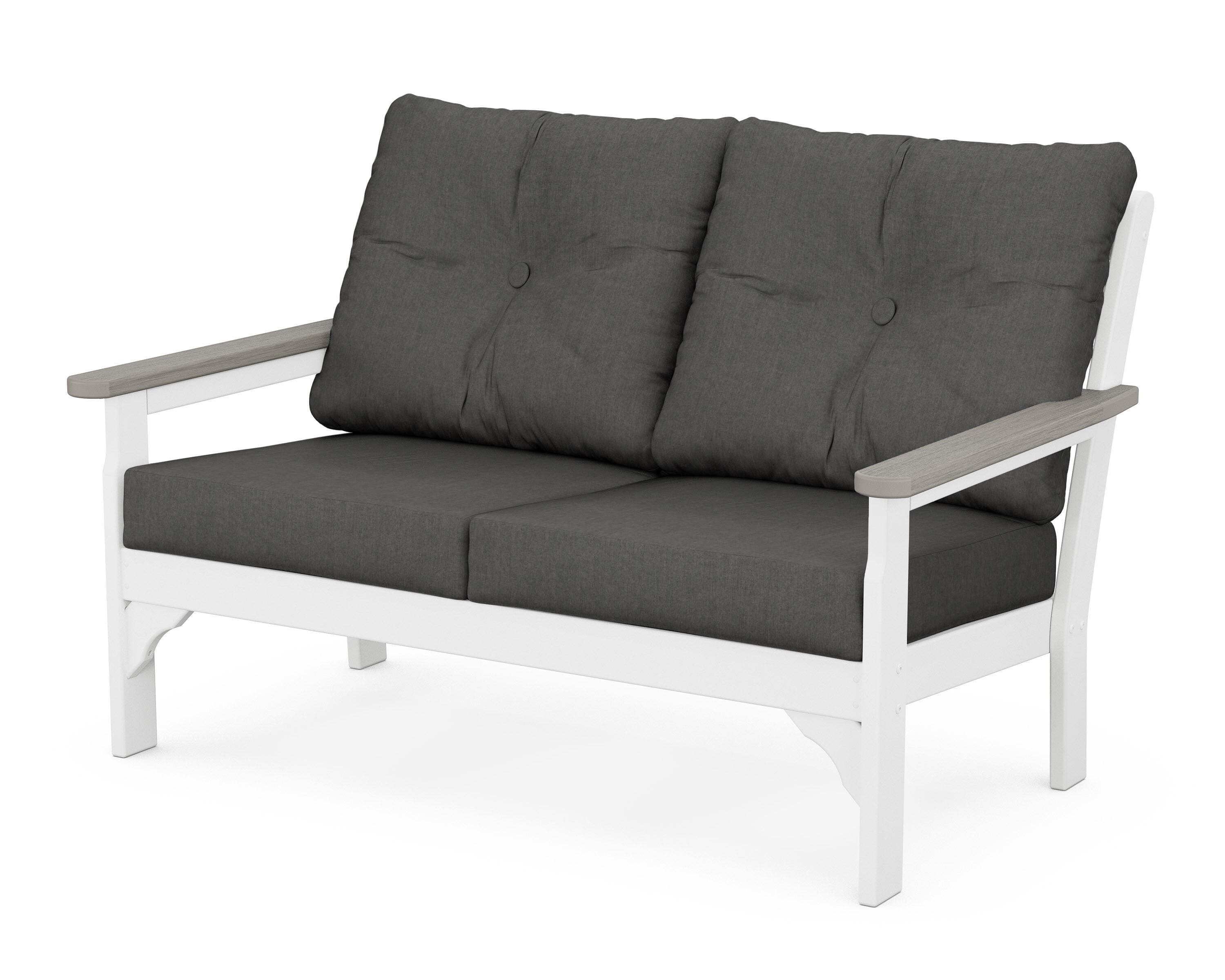 POLYWOOD® Vineyard Deep Seating Loveseat in White / Driftwood / Spectrum Carbon