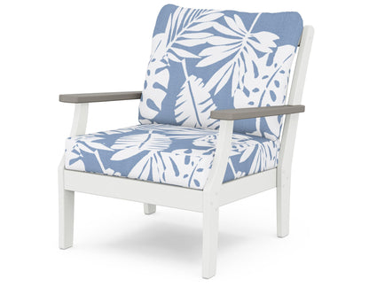 POLYWOOD® Braxton Deep Seating Chair in White / Driftwood / Leaf Sky Blue