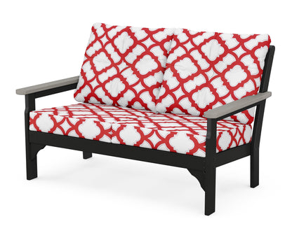 POLYWOOD® Vineyard Deep Seating Loveseat in Black / Driftwood / Trellis Crimson
