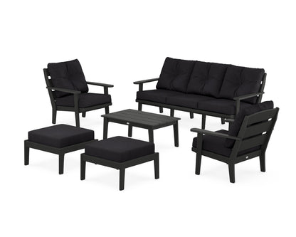 POLYWOOD® Lakeside 6-Piece Lounge Sofa Set in Black / Midnight Linen