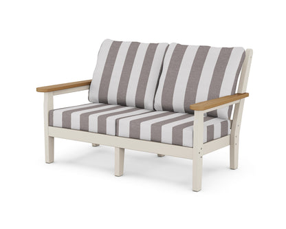 POLYWOOD® Chippendale Deep Seating Loveseat in Sand / Natural / Cabana Stripe Grey Mist