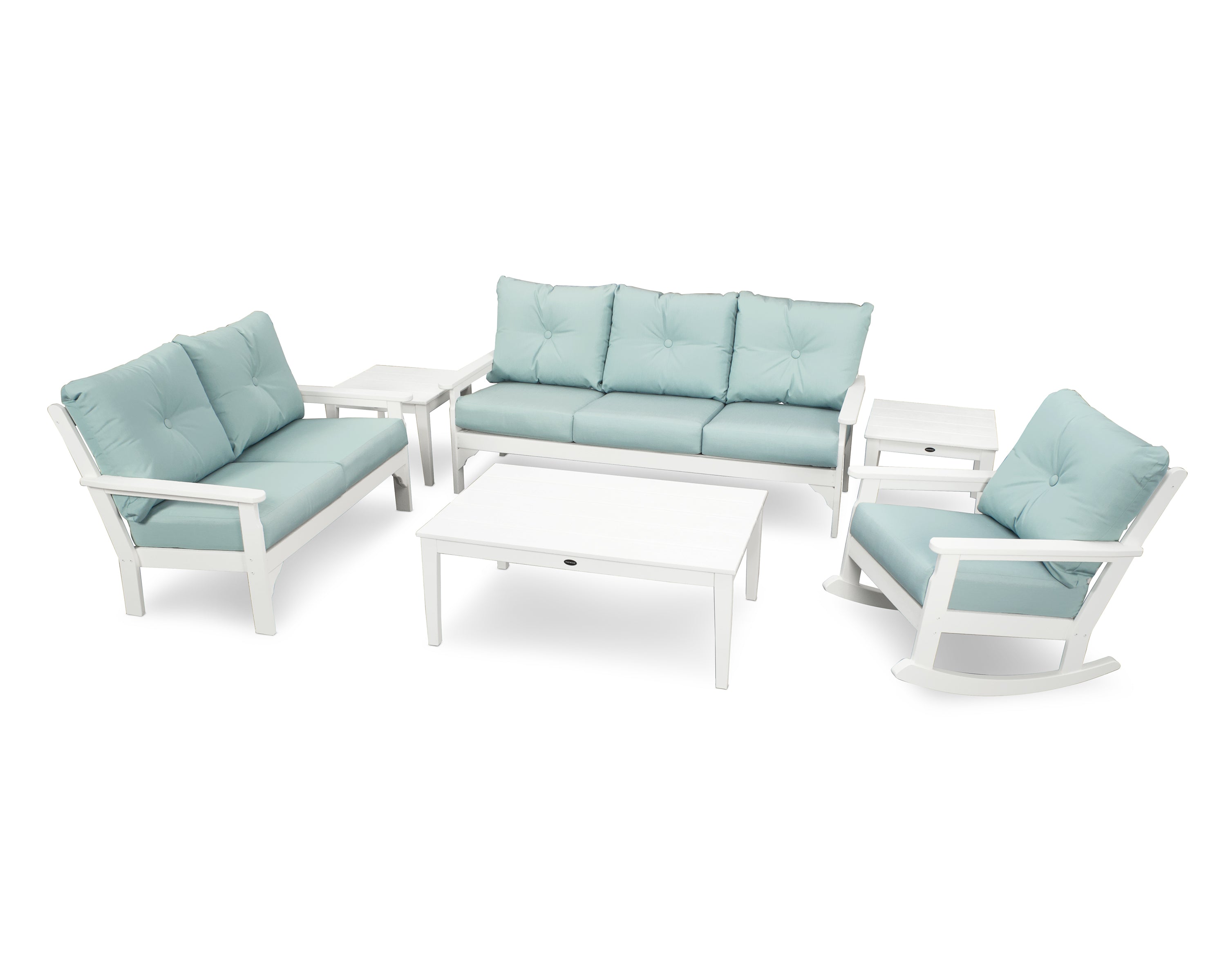 POLYWOOD® Vineyard 6-Piece Deep Seating Set in White / Spa