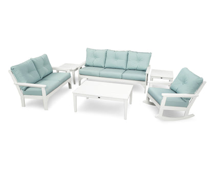 POLYWOOD® Vineyard 6-Piece Deep Seating Set in White / Spa