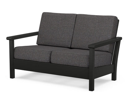 POLYWOOD® Harbour Deep Seating Loveseat in Black / Ash Charcoal