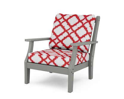 Country Living Wovendale Deep Seating Chair in Slate Grey / Trellis Crimson