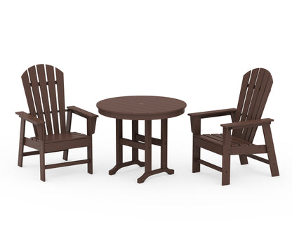 POLYWOOD® South Beach 3-Piece Round Farmhouse Dining Set in Mahogany