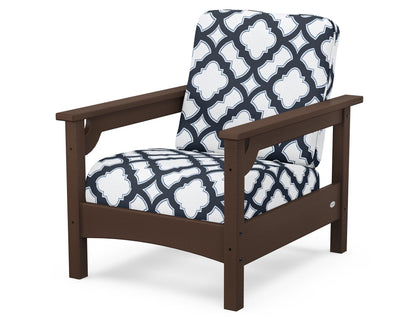 POLYWOOD® Club Chair in Mahogany / Trellis Marine Indigo