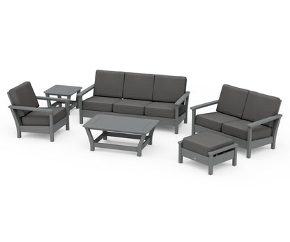 POLYWOOD® Harbour 6-Piece Outdoor Living Set in Slate Grey / Spectrum Carbon