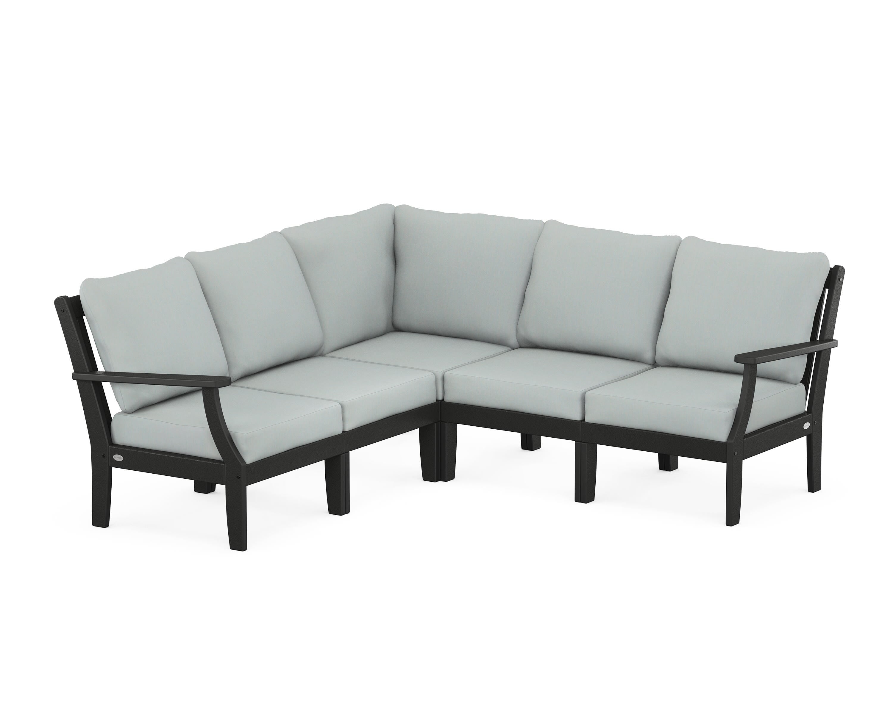 POLYWOOD® Braxton Modular 5-Piece Deep Seating Set in Black / Spa
