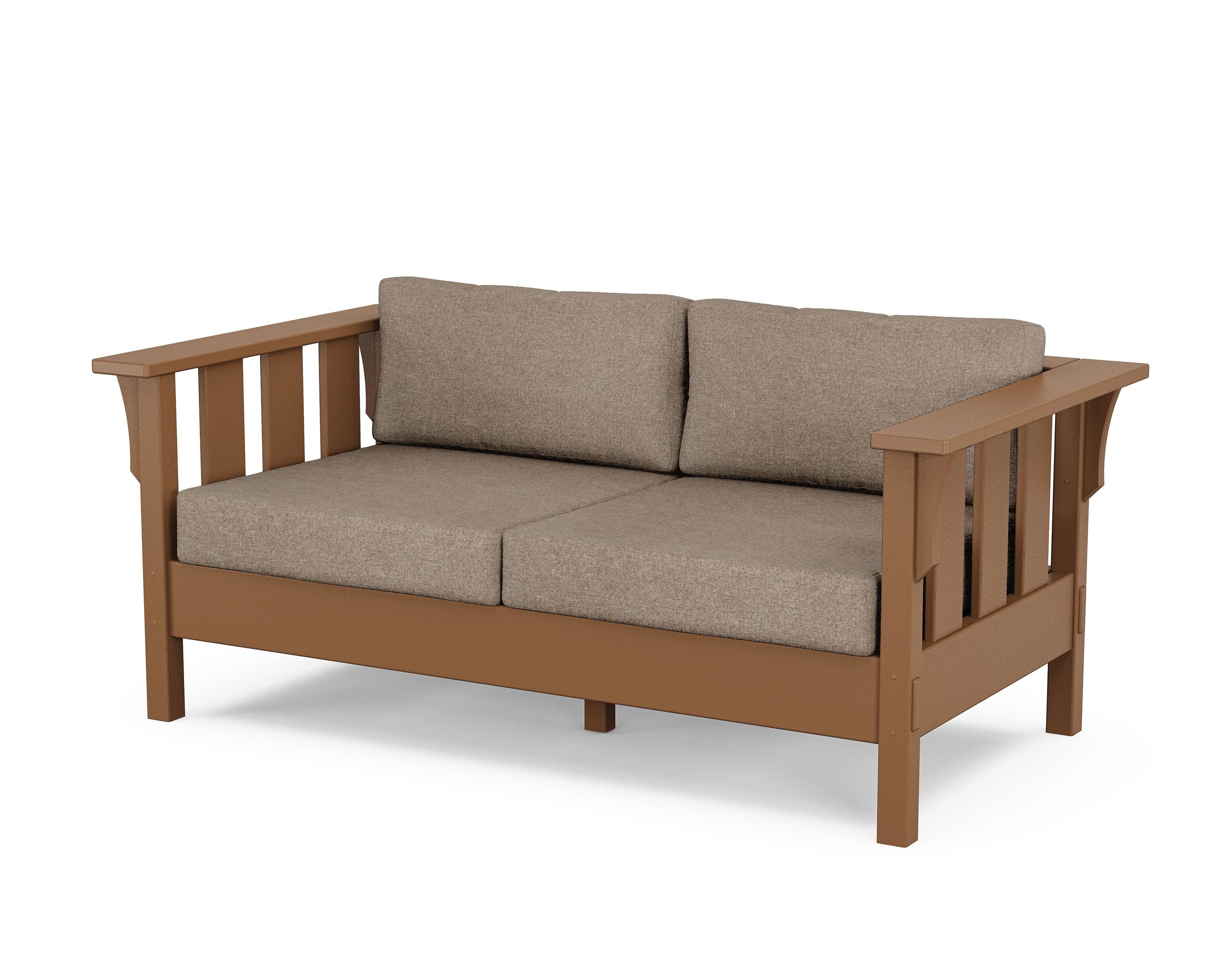 Martha Stewart by POLYWOOD® Acadia Deep Seating Loveseat in Teak / Spiced Burlap