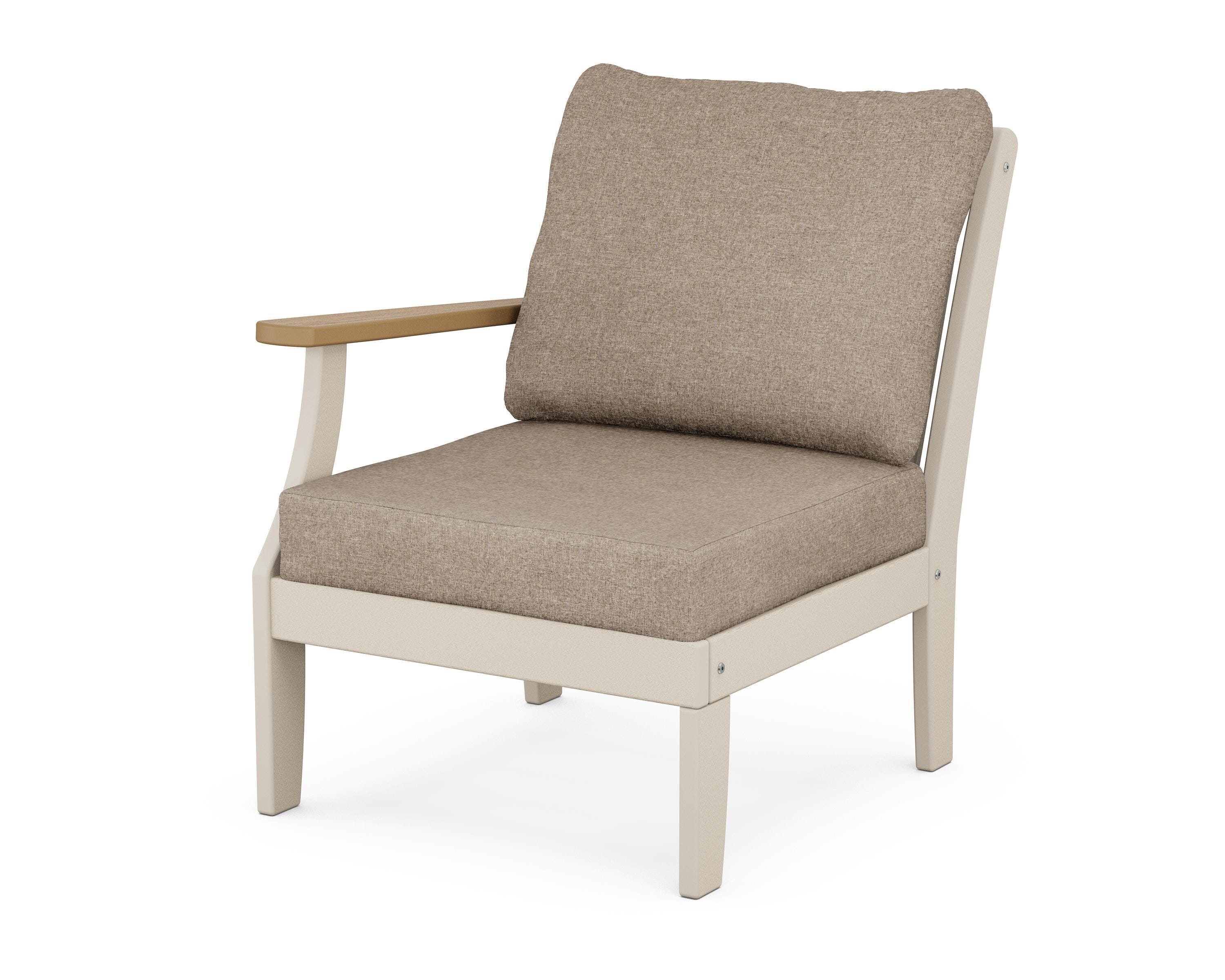 POLYWOOD® Braxton Modular Left Arm Chair in Sand / Natural / Spiced Burlap