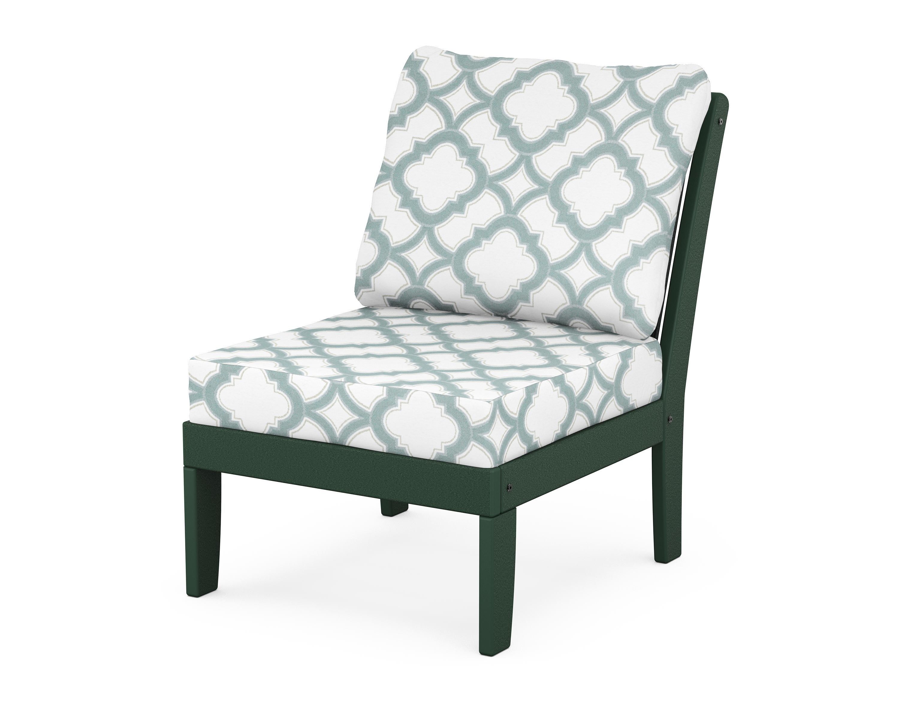 POLYWOOD® Braxton Modular Armless Chair in Green / Trellis Glacier Spa