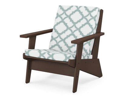 POLYWOOD® Riviera Modern Lounge Chair in Mahogany / Trellis Glacier Spa