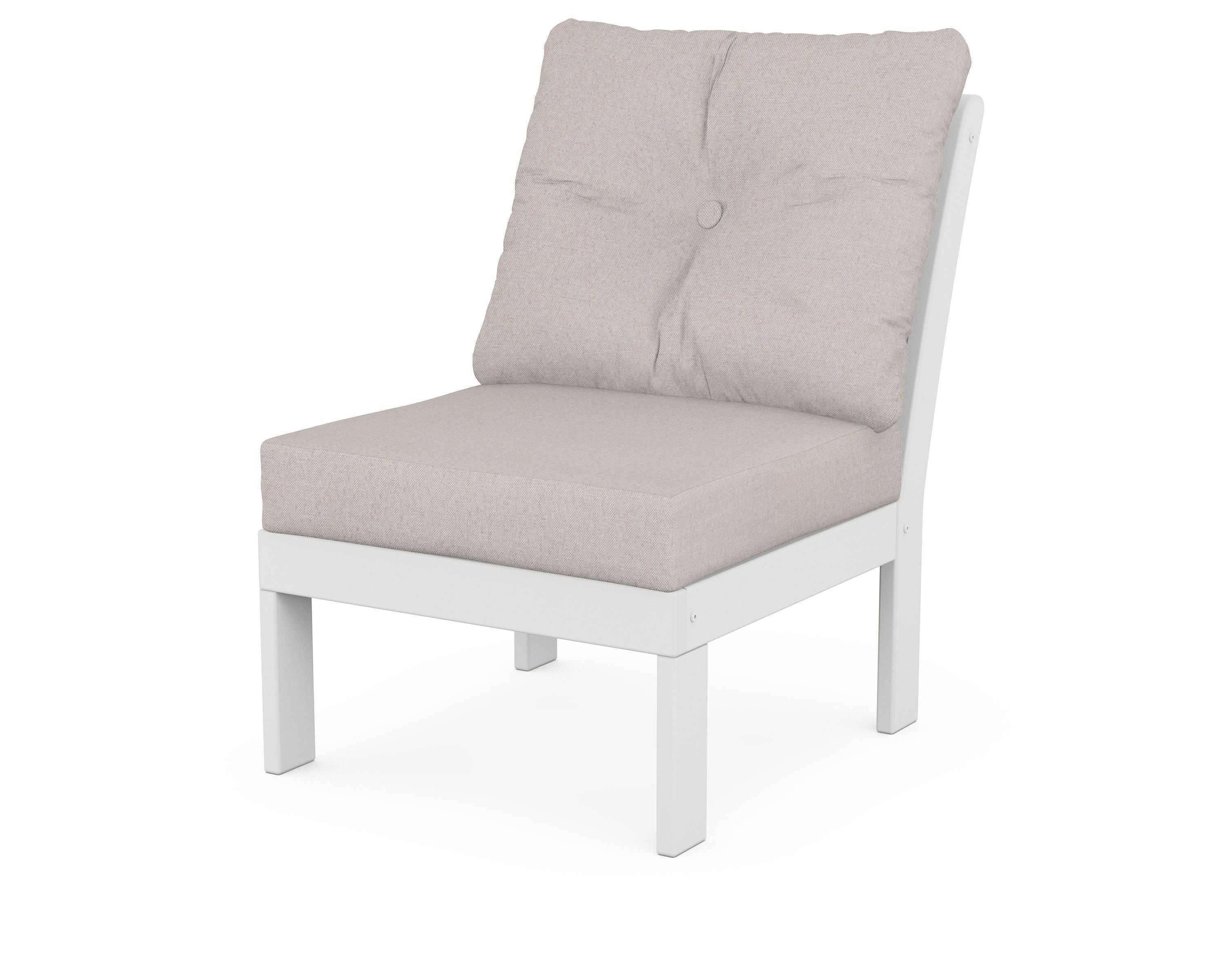 POLYWOOD® Vineyard Modular Armless Chair in White / Dune Burlap