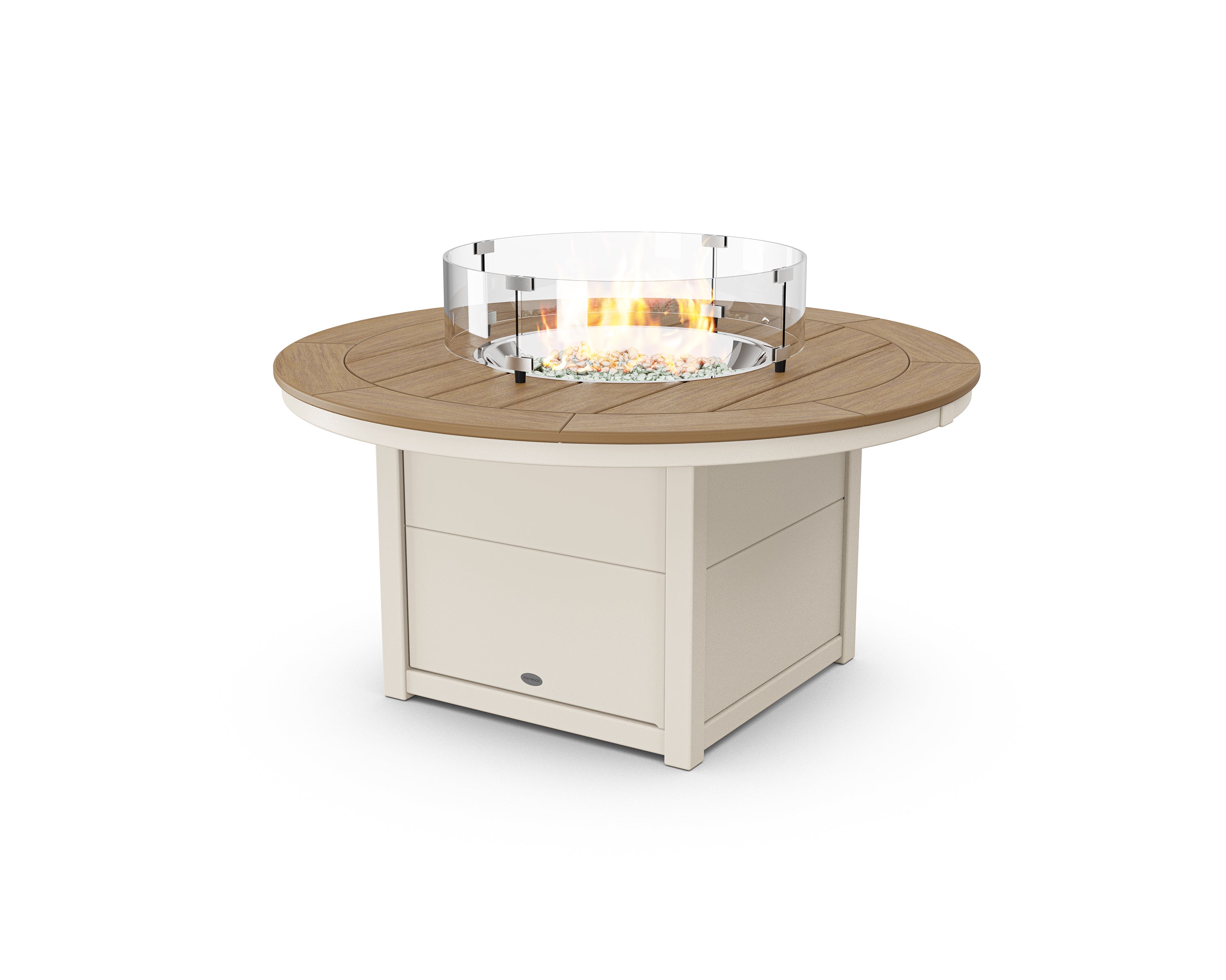 POLYWOOD® Round 48" Fire Pit Table in Sand / Natural