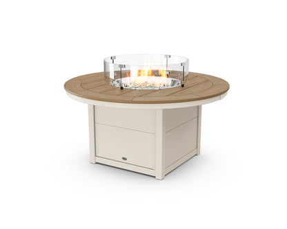 POLYWOOD® Round 48" Fire Pit Table in Sand / Natural