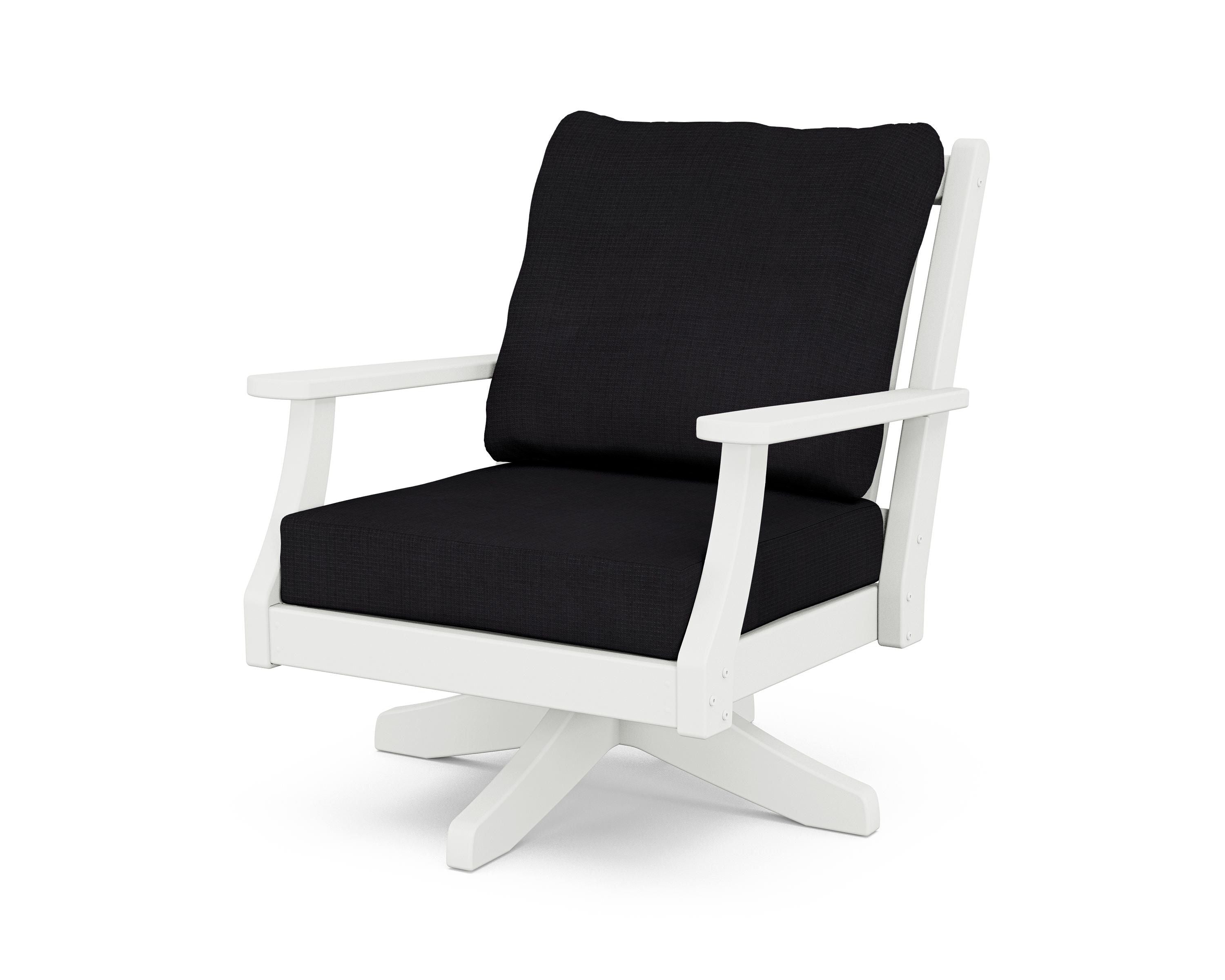 Country Living Wovendale Deep Seating Swivel Chair in White / Midnight Linen